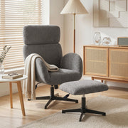HOMCOM Swivel Rocking Armchair with Footstool – Adjustable Velvet Accent Chai image 1