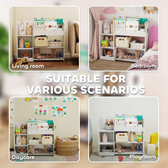 AIYAPLAY Kids Toy Storage Unit & Bookshelf – White