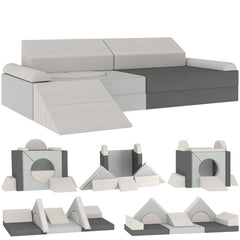 AIYAPLAY 12-Piece Modular Kids Play Sofa – Grey