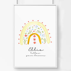 Personalised Rainbow Nursery Wall Art Prints