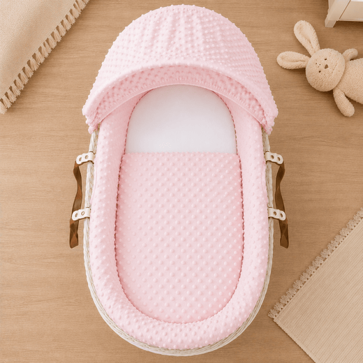 Pink Dimple Moses Basket Bedding Set (Basket Not Included!)