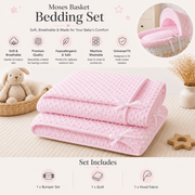 Pink Dimple Moses Basket Bedding Set (Basket Not Included!) image 3
