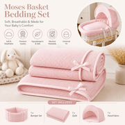 Pink Waffle Moses Basket Bedding Set (Basket Not Included!) image 3