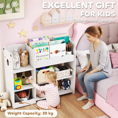 AIYAPLAY Kids Toy Storage Unit & Bookshelf – White