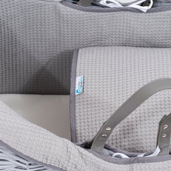 Grey Waffle Moses Basket Bedding Set