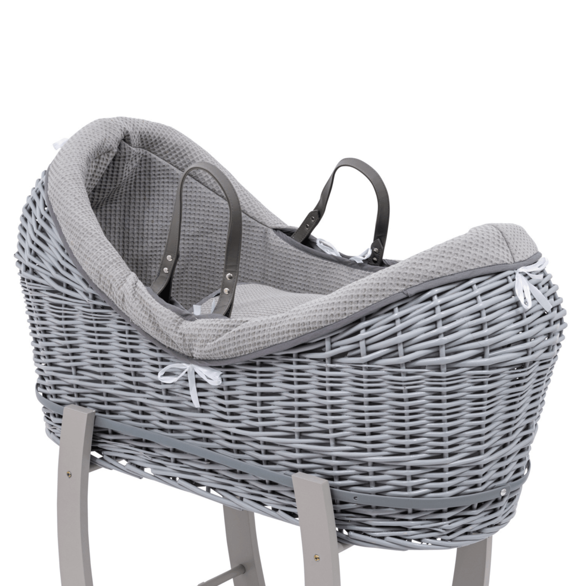 Grey Waffle Moses Basket Bedding Set