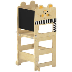 AIYAPLAY 3-in-1 Toddler Step Stool with Chalkboard – Natural