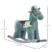 HOMCOM Plush Rocking Horse with Sound – Blue (18–36 Months) image 3