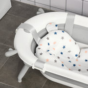 HOMCOM Foldable Baby Bathtub Set, Collapsible Bath Tub with Thermostatic Water Plug, Non-Slip Support, Cushion Pad, Drain Plugs, for Newborn to 3 Years - Offwhite image 9