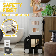 AIYAPLAY 4-in-1 Toddler Step Stool with Safety Rail – Grey