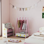 AIYAPLAY Children's Clothing Rack with Storage Shelf – Pink image 8