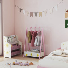 AIYAPLAY Children's Clothing Rack with Storage Shelf – Pink