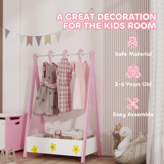 AIYAPLAY Children's Clothing Rack with Storage Shelf – Pink