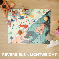 AIYAPLAY Dinosaur-Themed Baby Play Mat – Double-Sided, Foldable, 177 x 146 cm