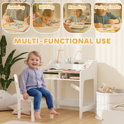 AIYAPLAY Kids Desk & Chair Set with Storage Shelves – Natural image 3