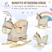 HOMCOM Plush Donkey Rocking Toy with Sound – Grey (18–36 Months) image 6