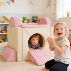 AIYAPLAY 12-Piece Modular Kids Play Sofa – Pink