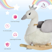 HOMCOM Plush Swan Rocking Horse with Sound – 18–36 Months image 7