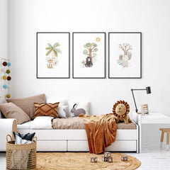 Safari Nursery Wall Art Prints – Set of 3