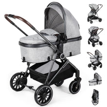 SIMPLGIRL 2-in-1 Baby Stroller with Bassinet Mode – Folding Pram for 0-36 Months (Grey)