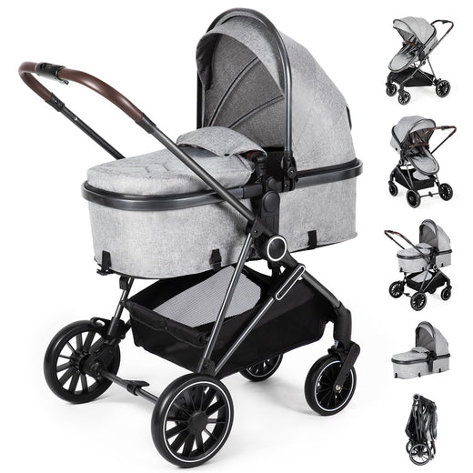 SIMPLGIRL 2-in-1 Baby Stroller with Bassinet Mode – Folding Pram for 0-36 Months (Grey)