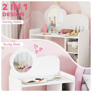 AIYAPLAY Kids Dressing Table with Mirror & Stool – White image 4