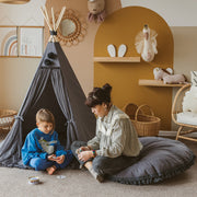 MINICAMP Large Floor Cushion with Tassels in Grey image 6
