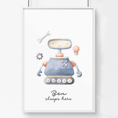 Robot & Space Nursery Wall Art Print