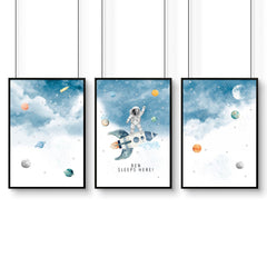 Space Nursery Wall Art Prints – Set of 3