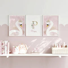 Swan Nursery Wall Art Prints – Set of 3