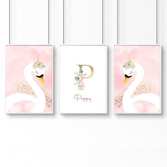Swan Nursery Wall Art Prints – Set of 3