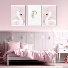 Swan Nursery Wall Art Prints – Set of 3