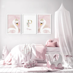 Swan Nursery Wall Art Prints – Set of 3