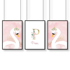 Swan Nursery Wall Art Prints – Set of 3