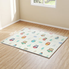 AIYAPLAY Foldable Baby Play Mat – Double-Sided Car Track & Owl Design, 200 x 150 cm