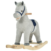HOMCOM Plush Rocking Horse with Sound – Grey (3–6 Years) image 8