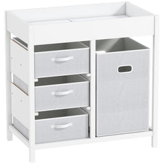 AIYAPLAY Baby Changing Unit with 4 Storage Drawers & Changing Mat – White