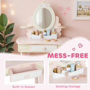 AIYAPLAY Kids Dressing Table with Mirror & Stool – Pink image 5