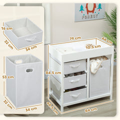 AIYAPLAY Baby Changing Unit with 4 Storage Drawers & Changing Mat – White