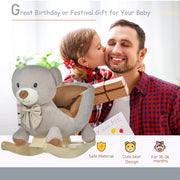 HOMCOM Plush Bear Rocking Toy with Sound – Grey (18–36 Months) image 4
