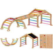 AIYAPLAY 9-in-1 Wooden Toddler Climbing Frame with Slide & Arch image 9