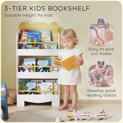 AIYAPLAY 3-Tier Kids Bookshelf – White
