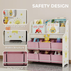 AIYAPLAY Kids Toy Storage Unit with Book Rack – Pink