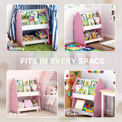 AIYAPLAY Kids Bookshelf & Toy Storage Unit – Pink