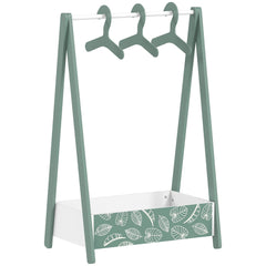 AIYAPLAY Children's Clothing Rack with Storage Shelf – Green