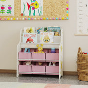 AIYAPLAY Kids Toy Storage Unit with Book Rack – Pink image 7