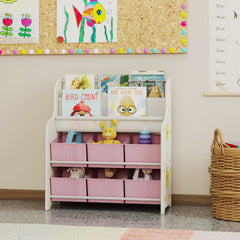 AIYAPLAY Kids Toy Storage Unit with Book Rack – Pink