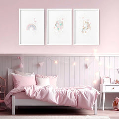 Unicorn Nursery Wall Art Prints – Set of 3
