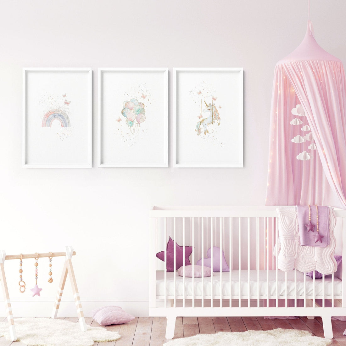 Unicorn Nursery Wall Art Prints – Set of 3