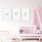 Unicorn Nursery Wall Art Prints – Set of 3 image 1